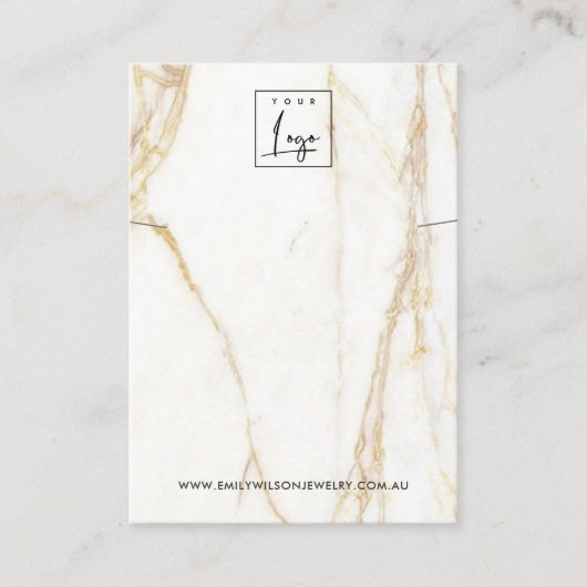 金ゴールドカラカッタ大理石ネックレスブレスレットディスプレイ 名刺 (正面)