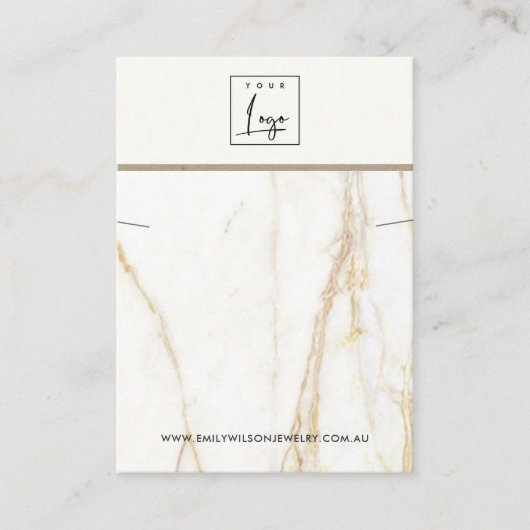 金ゴールドカラカッタ大理石ネックレスブレスレットディスプレイ 名刺 (正面)