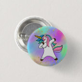 金ゴールドカラフルが幻想的なダビング・ユニコーン 缶バッジ (正面&裏面)