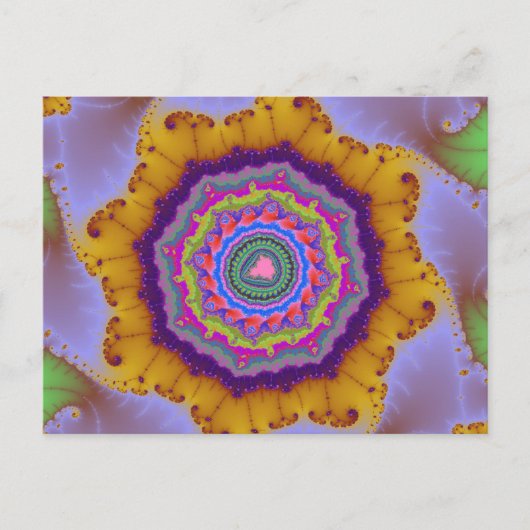 金ゴールドカラフルと紫色のフラクタル ポストカード (正面)