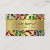 金ゴールドカラフルのオーガニックキラキラデザイン 名刺 (正面)