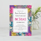 金ゴールドカラフルインビタ鮮やかットを持つ熱帯植物 招待状 (スタンド正面)