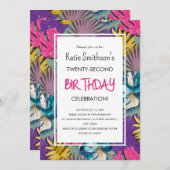 金ゴールドカラフルインビタ鮮やかットを持つ熱帯植物 招待状 (正面/裏面)