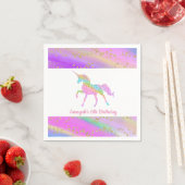 金ゴールドカラフルグリッタースペクトルユニコーン誕生日 スタンダードカクテルナプキン (インサイチュ)