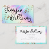 金ゴールドカラフルグリッターモダンメイクアーティストスクリプト 名刺 (正面/裏面)