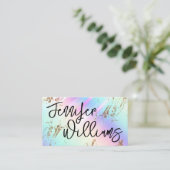 金ゴールドカラフルグリッターモダンメイクアーティストスクリプト 名刺 (スタンド正面)