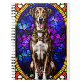 金ゴールドカラフルチェーンステンドグラス付き犬 ノートブック