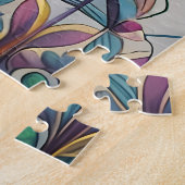 金ゴールドカラフルフィリグリーブルーグリーン三眼ハムザ ジグソーパズル (側面)