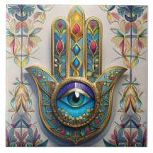 金ゴールドカラフルフィリグリーブルーグリーン三眼ハムザ