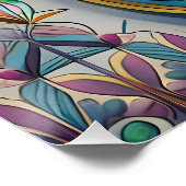 金ゴールドカラフルフィリグリーブルーグリーン三眼ハムザ ポスター (コーナー)