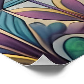 金ゴールドカラフルフィリグリーブルーグリーン三眼ハムザ ポスター (角)