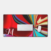 金ゴールドカラフルフラワーモノグラム液化抽象芸術 デスクマット (キーボード&マウス)