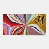 金ゴールドカラフルフラワーモノグラム液化抽象芸術 デスクマット (正面)