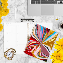 金ゴールドカラフルフラワーモノグラム液化抽象芸術 プランナー手帳