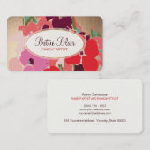 金ゴールドカラフルフローラメイクアップアーティストエレガントサロン 名刺 (正面/裏面)