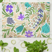 金ゴールドカラフルフローラリーフイラストレーションパターン キッチンタオル (折り畳み)