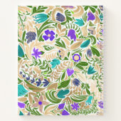 金ゴールドカラフルフローラリーフイラストレーションパターン ノートブック (裏面)