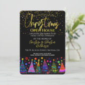 金ゴールドカラフルブラッククリスマスオープンハウス 招待状 (スタンド正面)