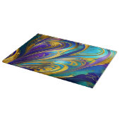 金ゴールドカラフル抽象芸術ブルーパープルリボン カッティングボード (角)