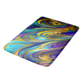 金ゴールドカラフル抽象芸術ブルーパープルリボン バスマット (アングル)