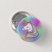 金ゴールドカラフル斑点の魔法のユニコーン 缶バッジ (正面&裏面)