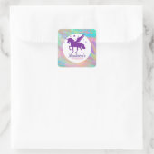 金ゴールドカラフル斑紫ユニコーン誕生日 スクエアシール (バッグ)