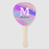 金ゴールドカラフル斑紫ユニコーン誕生日 ハンドファン (正面)