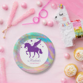 金ゴールドカラフル斑紫ユニコーン誕生日 ペーパープレート (パーティー)