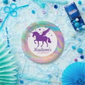 金ゴールドカラフル斑紫ユニコーン誕生日 ペーパープレート (パーティー)