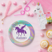 金ゴールドカラフル斑紫ユニコーン誕生日 ペーパープレート (パーティー)