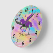 金ゴールドカラフル斑紫色の一角丸い時計 ラウンド壁時計 (傾斜)