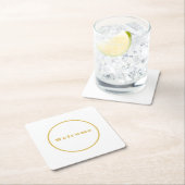 金ゴールドカラーウェルカムパーティーミニマルプロフェッショナル スクエアペーパーコースター (インサイチュ)