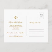 金ゴールドカラーエレガント鉄工所ウェディング日付を保存 案内ポストカード (裏面)