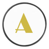 金ゴールドカラーカスタムモノグラムイニシャル文字プレーン アイスホッケーパック (正面)