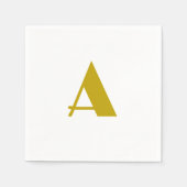 金ゴールドカラーカスタムモノグラムイニシャル文字プレーン スタンダードカクテルナプキン (正面)