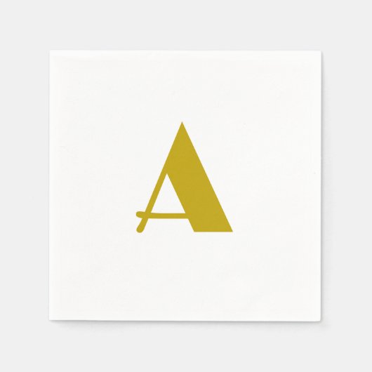 金ゴールドカラーカスタムモノグラムイニシャル文字プレーン スタンダードカクテルナプキン (正面)