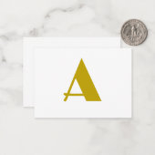 金ゴールドカラーカスタムモノグラムイニシャル文字プレーン ノートカード (正面/裏面インサイチュ)