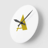 金ゴールドカラーカスタムモノグラムイニシャル文字プレーン ラウンド壁時計 (傾斜)