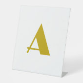 金ゴールドカラーカスタムモノグラムイニシャル文字プレーン 台座サイン (正面)