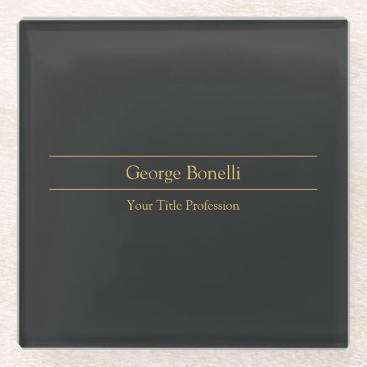 金ゴールドカラーグレイクラシカルパーソナルシカスタマイズック ガラスコースター (正面)