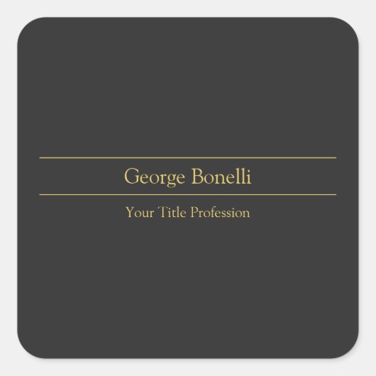 金ゴールドカラーグレイクラシカルパーソナルシカスタマイズック スクエアシール (正面)