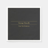 金ゴールドカラーグレイクラシカルパーソナルシカスタマイズック スタンダードカクテルナプキン (正面)