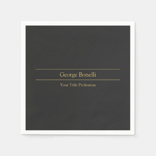 金ゴールドカラーグレイクラシカルパーソナルシカスタマイズック スタンダードカクテルナプキン (正面)