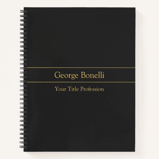 金ゴールドカラーグレイクラシカルパーソナルシカスタマイズック ノートブック (正面)