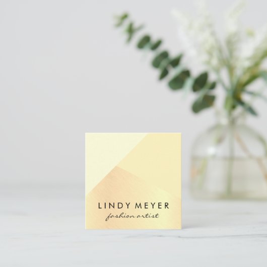 金ゴールドカラーブロックモダンスタイル スクエア名刺 (スタンド正面)