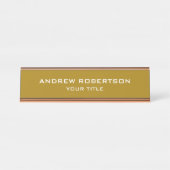 金ゴールドカラープレインミニマエレガントリストシンプル デスクネームプレート (正面)