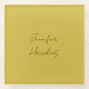 金ゴールドカラープロフェッショナルの手書き ガラスコースター