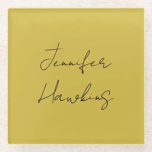 金ゴールドカラープロフェッショナルの手書き ガラスコースター (正面)