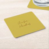 金ゴールドカラープロフェッショナルの手書き スクエアペーパーコースター (アングル)