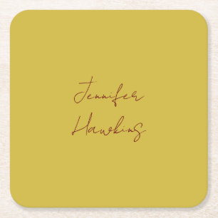 金ゴールドカラープロフェッショナルの手書き スクエアペーパーコースター